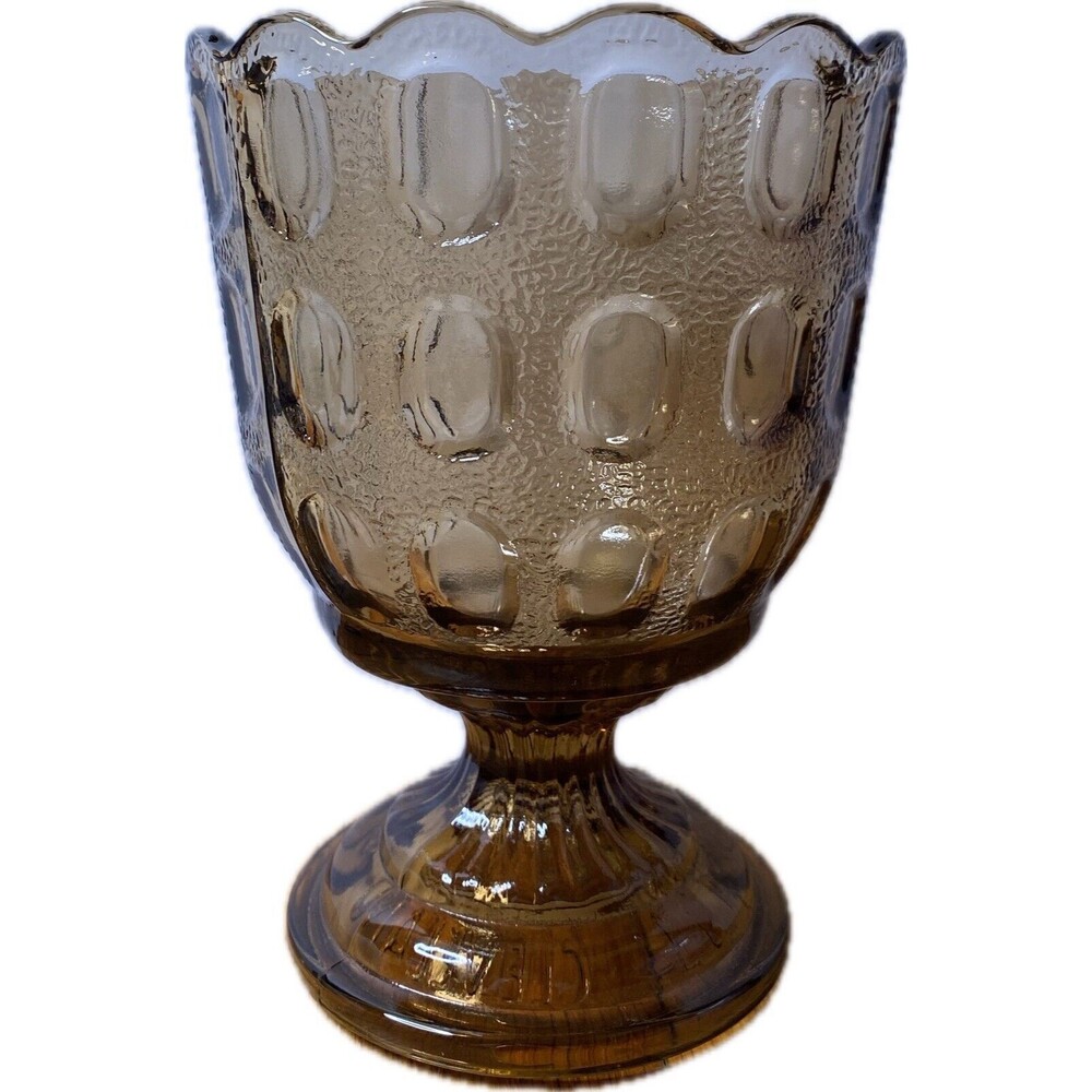 Vintage E.O. Brody Co Brown Thumbprint Compote Glass